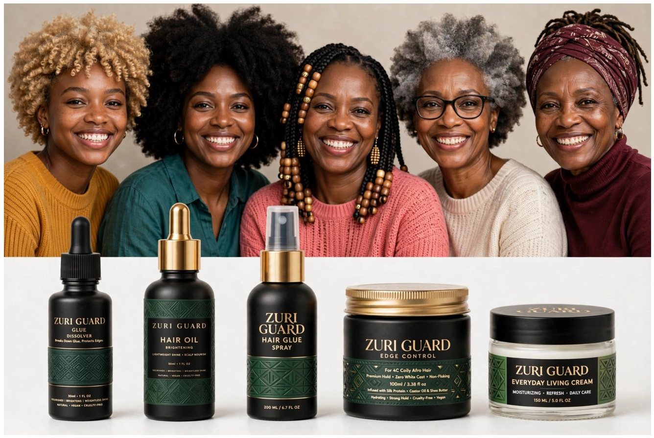 The ZURI GUARD collection photographed with women wearing natural textured hairstyles